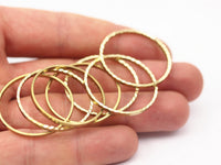 Moon Choker Finding, 30 Raw Brass Textured Circle Ring Findings (30mm) A0589