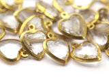 20 Clear Lucite With Brass Frame Heart Caged Connectors 14x11 Mm L891