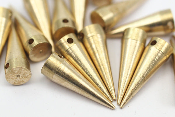 Spike Tribal Pendant, 5 Raw Brass Spike Tribal Pendants (22x7mm)  A0764