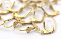 Leverback Earring Findings, 50 Raw Brass Leverback Earring Findings With Shell (12x9mm) Brsl 90 A0609