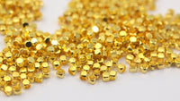 250 Gold Tone Brass Tiny Square Cube Space Beads (2 Mm) Brs 801 (b0073)