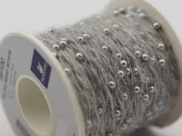 1 Spool - 50 Meters - Swarovski Crystal Yarn, Mohair Yarn, Natural Grey