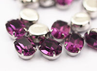 5 Purple Amethyst Swarovski Crystal Silver Prong Setting 10x8 Mm Y257