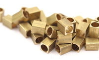 Geometric Industrial Tube, 12 Raw Brass Square Industrial Tube, Findings (8x6mm) A0690