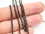 Black Soldered Chain, Raw Brass Faceted Soldered Cable Chain (2.6x4.3mm) Z181