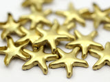 Brass Star Sculpture, 50 Raw Brass Sea Star Sculpture 13mm A0035