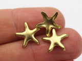 Brass Star Sculpture, 50 Raw Brass Sea Star Sculpture 13mm A0035