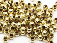 50 Raw Brass Ball Beads ,Findings (6 mm Hole Size 2.80 mm )  A0745