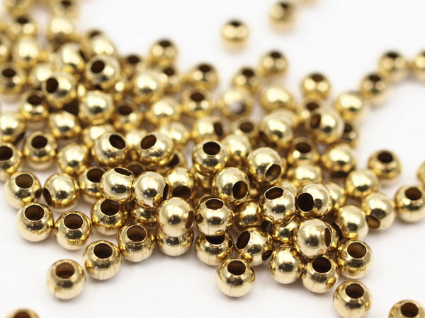 50 Raw Brass Ball Beads ,Findings (6 mm Hole Size 2.80 mm )  A0745