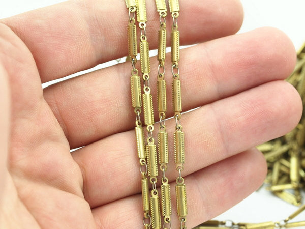 2 M. Raw Brass Soldered Bar Link Chain (12.7 mm)