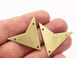 Triangle Necklace Finding, 4 Raw Brass Triangle Pendant with 3 holes (33x33x33mm) Brass 001 ( A0115 )