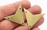 Triangle Necklace Finding, 4 Raw Brass Triangle Pendant with 3 holes (33x33x33mm) Brass 001 ( A0115 )