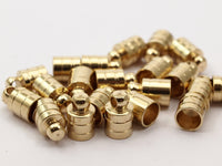 12 Raw Brass End Cap , Cord Tip , 5 Mm Cord End - 6x11 Mm B0018