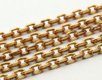 10 M Faceted Raw Brass Soldered Chain (3.80x2.60x0.75 Mm) W5-10 ( Z097 )