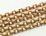 10 M Faceted Raw Brass Soldered Chain (3.80x2.60x0.75 Mm) W5-10  ( Z097 )