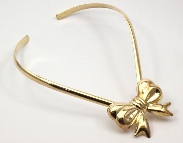 Brass Bow Choker, Raw Brass Bow Choker Statement Necklace