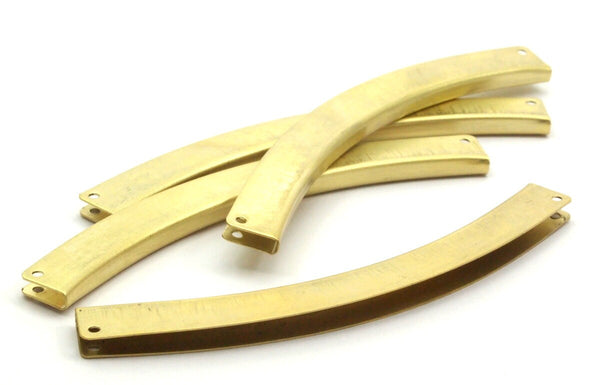 Brass Choker Findings, 5 Raw Brass Sewing Collar Clips, Brass Textile Findings with 4 Holes (89x9mm)  D0287