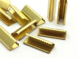Ribbon Crimp End, 20 Raw Brass Ribbon Crimp Ends Without Loop, Findings (20x7.7mm) Brs 2327p A0633