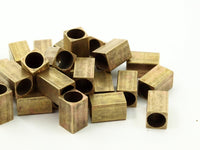 Industrial Brass Bead, 12 Raw Brass Square Industrial Tube Findings (10x6mm) A0687