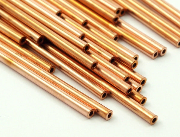 Copper Tube Beads - 12 Raw Copper Tube Beads (2x45mm)   A0665