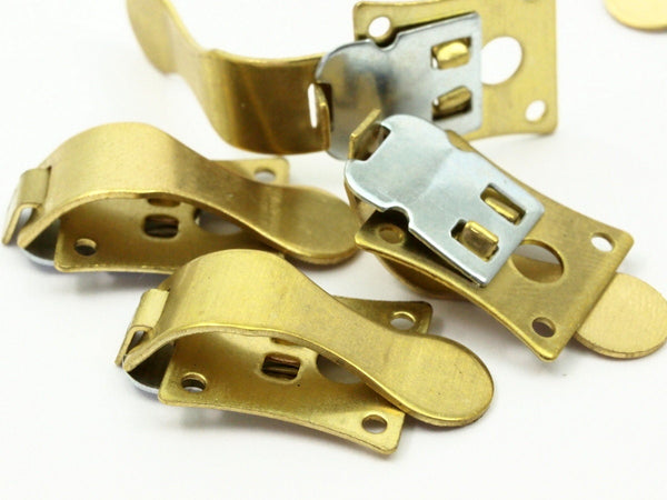 Brass Bag Clasp, 4 Raw Brass Spring Clips (25x15mm) C072