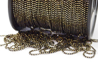 20 M 1.2 Mm Black Gold Brass Faceted Ball Chain  ( Z025 )