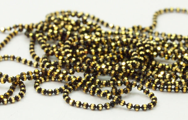 10 M 1.2 Mm Black Gold Brass Faceted Ball Chain  ( Z025 )