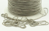 1mm Silver Ball Chain, 20 M. (1mm) Silver Tone Brass Faceted Ball Chain - W69-1  ( Z044 )
