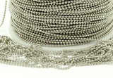 Silver Chain, Ball Chain, 5 M. 1.2mm Silver Tone Brass Ball Chain - W1612 Z058