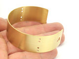 Heart Brass Bracelet - 2 Raw Brass Cuff Bracelet Bangles With Heart And 8 Holes (20x145x0.80mm) Brc019