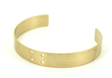 Brass Cuff Bracelet - 2 Raw Brass Cuff Bracelet Bangle With 4 Holes (10x145x0.80mm)  Brc007