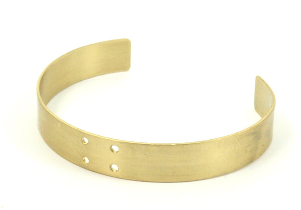 Brass Cuff Bracelet - 2 Raw Brass Cuff Bracelet Bangle With 4 Holes (10x145x0.80mm)  Brc007