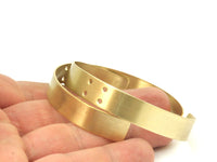 Brass Cuff Bracelet - 2 Raw Brass Cuff Bracelet Bangle With 4 Holes (10x145x0.80mm)  Brc007