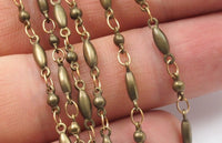 2 M.Brass Soldered Bar Link Chain (10.60x1.60mm-6.20x2.40mm) Z093