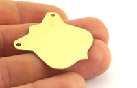 Badge Blank Necklace, 5 Raw Brass Coat Of Arms Pendant Blanks With 2 Holes (31x30mm) B0085