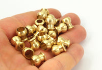 Brass Industrial End , 12 Raw Brass Industrial End Caps, Findings, (11x10x9mm)  D0160