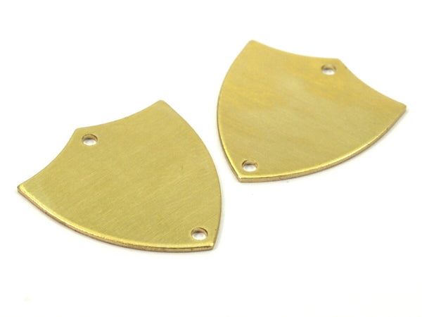 Brass Shield Blank, 10 Raw Brass Stamping Blank, Shield With 2 Holes (24x22x0.80mm) (b0103)
