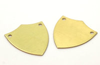 Shield Stamping Blank, 10 Raw Brass Stamping Blanks, Shield With 2 Holes (24x22x0.80mm) (B0142)