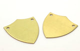 Shield Stamping Blank, 10 Raw Brass Stamping Blanks, Shield With 2 Holes (24x22x0.80mm) (B0142)