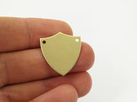 Shield Stamping Blank, 10 Raw Brass Stamping Blanks, Shield With 2 Holes (24x22x0.80mm) (B0142)