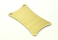 Blank Brass Stamping, 6 Raw Brass Flat Pillow Stamping Blanks with 2 Holes (33x20x0.80mm)  D0082--C078