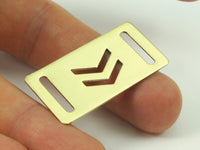 Chevron Bracelet Blank, 10 Raw Brass Bracelet Blanks With Chevron with 2 Holes (20x40x0.80mm)  D0056--C075