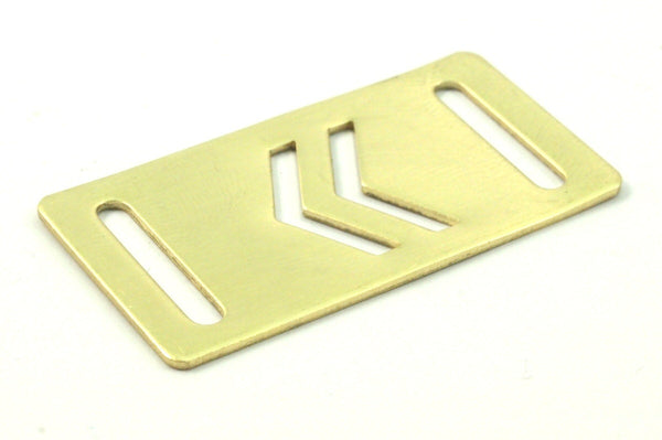 Brass Rectangle Bracelet, 10 Raw Brass Bracelet Blanks With Chevrons With 2 Holes (20x40x0.80mm) D0057--c076