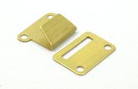 Brass Hooks Clasp, 10 Sets Raw Brass Hooks & Eyes Sewing Clasps (26x21mm) B0175 - B0176