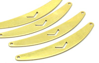 Chevron Choker Pendant - 4 Raw Brass Chevron Choker Pendants With 2 Holes (66x9mm) Chv 169-56 (b0045)