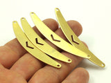 Chevron Choker Pendant - 4 Raw Brass Chevron Choker Pendants With 2 Holes (66x9mm) Chv 169-56 (b0045)
