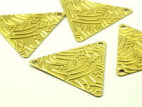 Brass Textured Triangle, 50 Raw Brass Triangle Charms With 2 Holes (22x25mm) D0203--y320 Y185