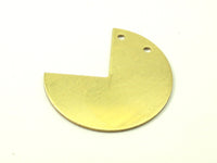 Raw Brass Pacman, 10 Raw Brass Three Quarters Stamping Blank Pendant with 2 Holes (30x25x0.80mm) B0052