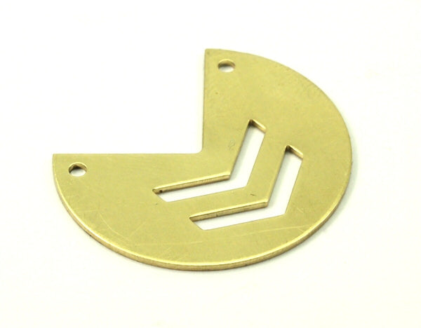 Triangle Chevron Charm, 10 Raw Brass Three Quarters Stamping Blank Pendant with 2 Holes (30x25x0.80mm) (b0013)