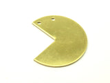 Raw Brass Pacman, 10 Raw Brass Three Quarters Stamping Blank Pendant with 2 Holes (30x25x0.80mm) B0052